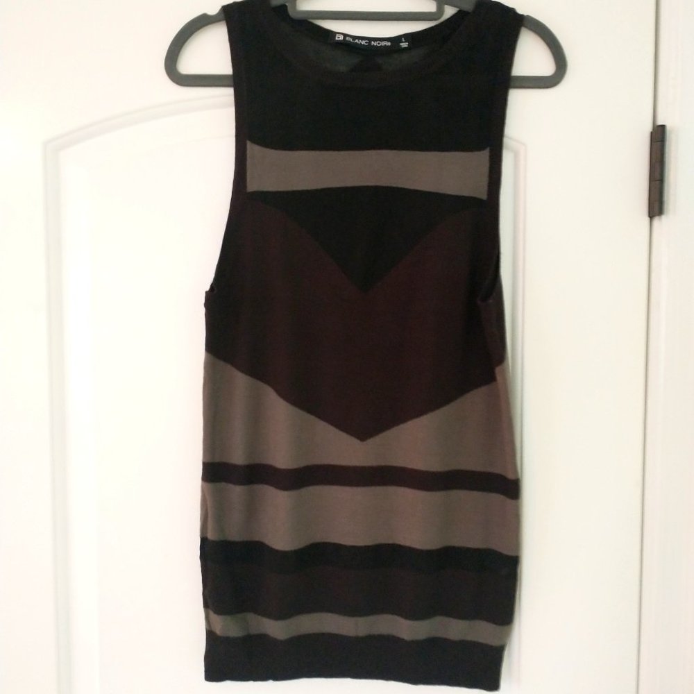 Blanc Noir Black Color Blocking Sleeveless Top